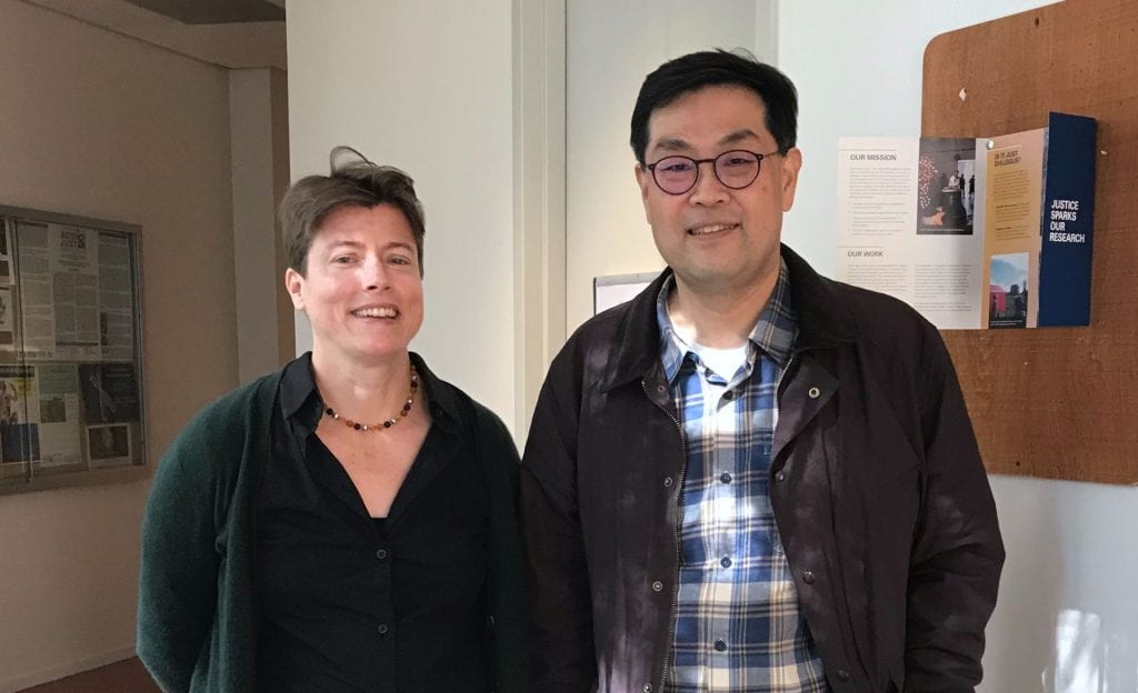 Professor Jenny Reardon (UCSC) and Professor Doogab Yi (SNU) smiling at camera.